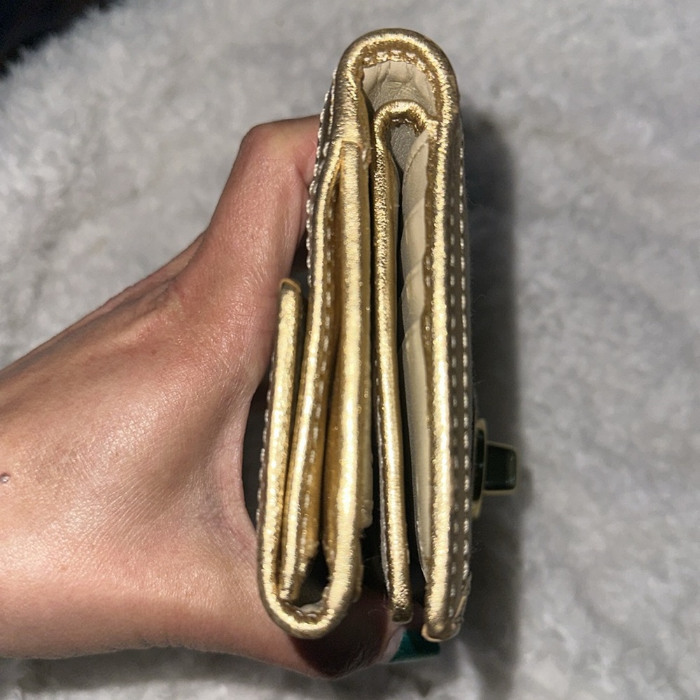 Coach Gold metallic cream and brown signature canvas long Wallet bundle - Picture 5 of 16